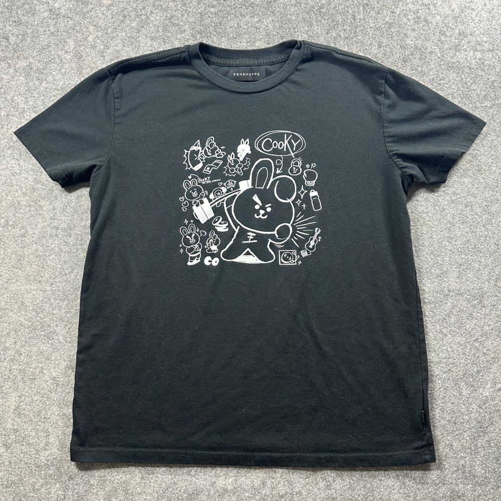 Penshoppe BT21 Graphic T-Shirt Mens Small Black Cooky Relaxed Fit BTS K-Pop - Picture 2 of 7